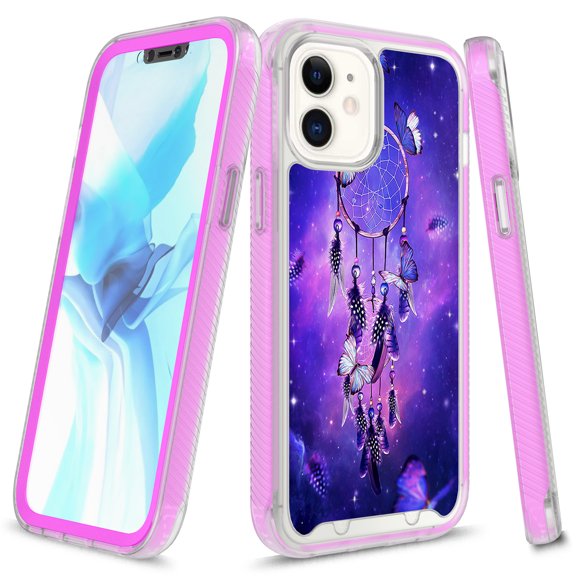 iPhone 12 Mini Case (5.4"), Rosebono Graphic Design Shockproof Impact Resistant Protective Full-Body Rugged Clear Hybrid Bumper Case for iPhone 12 Mini (Dream Catcher)