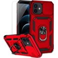 thumbnail image 1 of for iPhone 12 Mini Case with Camera Lens Cover HD Screen Protector, Dual Layer Military Grade Drop Protection Magnetic Ring Holder Kickstand Protective Phone Case for iPhone 12 Mini 5.4 inch (Red), 1 of 9