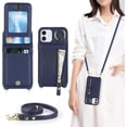 thumbnail image 1 of iPhone 12 Mini Case with Card Holder for Women, iPhone 12 Mini Phone Case Wallet with Strap Credit Card Slots Crossbody with Kickstand Zipper Case for iPhone12mini - Blue, 1 of 16