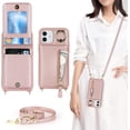 thumbnail image 1 of iPhone 12 Mini Case with Card Holder for Women, iPhone 12 Mini Phone Case Wallet with Strap Credit Card Slots Crossbody with Kickstand Zipper Case for iPhone12mini - Rose Gold, 1 of 16