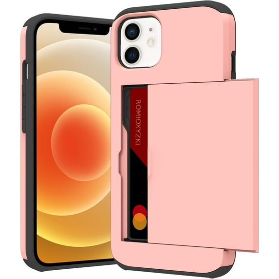 for iPhone 12 Mini Case with Card Holder,for iPhone 12 Mini Wallet Case Anti-Scratch Dual Layer Hidden Pocket Case Shockproof Cover Compatible with iPhone 12 Mini-Pink