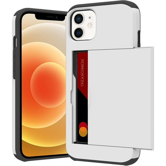 for iPhone 12 Mini Case with Card Holder,for iPhone 12 Mini Wallet Case Anti-Scratch Dual Layer Hidden Pocket Case Shockproof Cover Compatible with iPhone 12 Mini-White