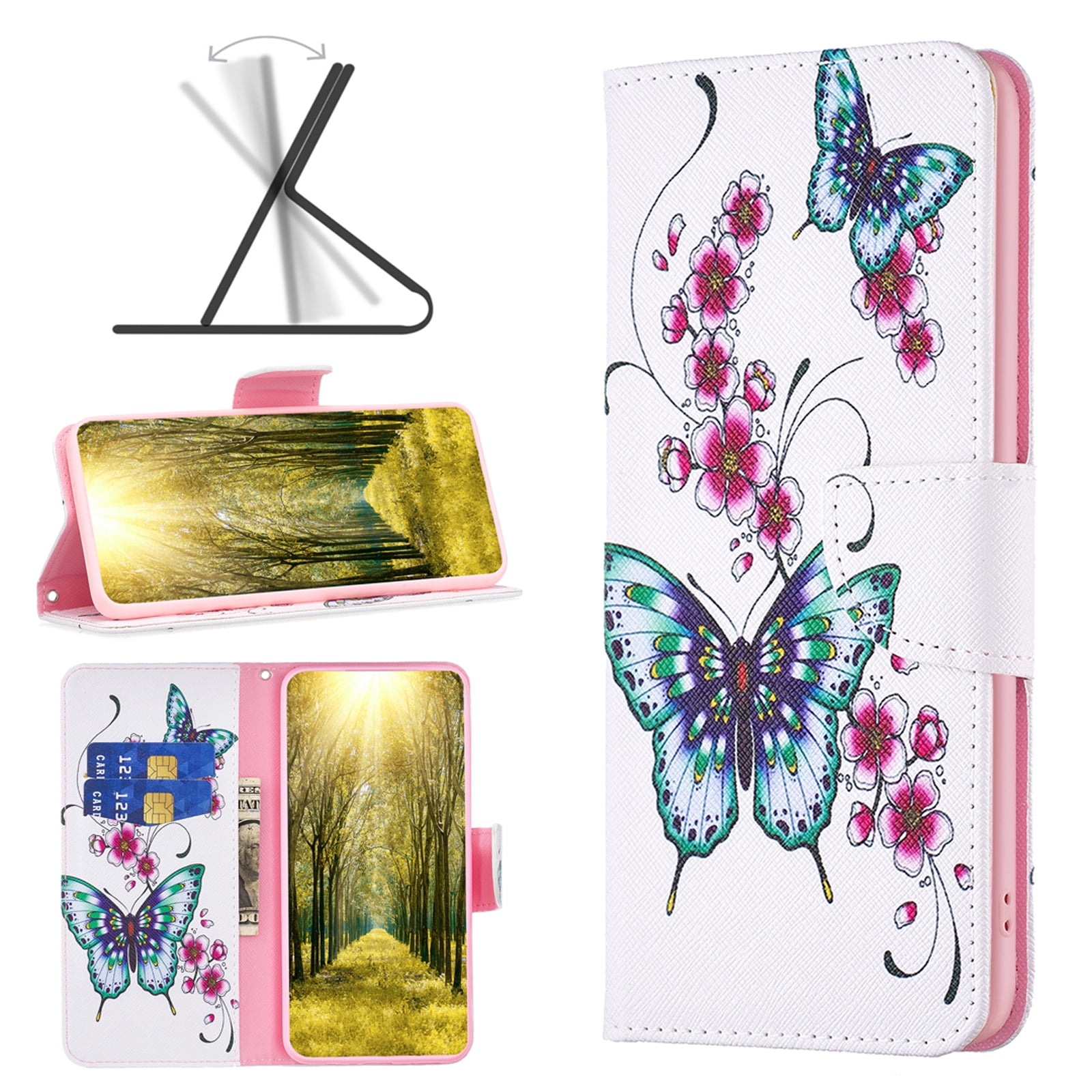 Dedux Flip Case Compatible With Alcatel 3x (2019), Retro Leather Wallet Cover Magnetic Closure Folio Stand With Card Slots And Lanyard, Gold - View #2