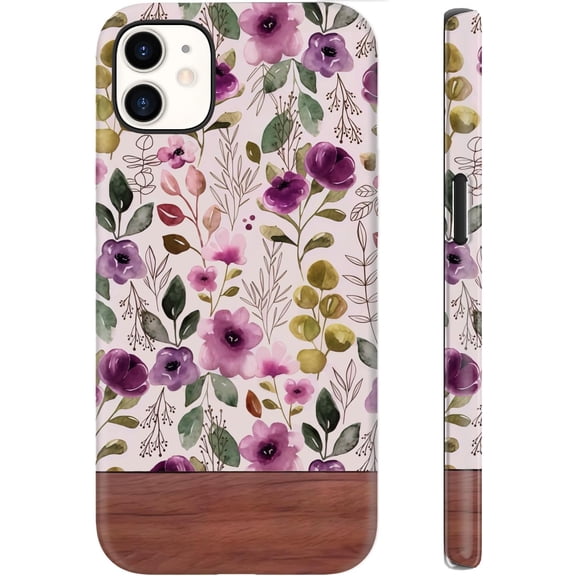for iPhone 12 Mini Case Cute – Wireless Charging Compatible – Dual-Layer Shockproof Protection with Stylish Wildflower Design – Protective Cover for Women - Custom Floral Wallpaper
