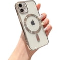 thumbnail image 1 of for iPhone 12 Mini Case Magnetic Clear with Camera Lens Protector Full Protection MagSafe Electroplated Luxury Silicone Shockproof Protective Case Cover 5.4 Inch - Silver, 1 of 11