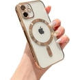 thumbnail image 1 of for iPhone 12 Mini Case Magnetic Clear with Camera Lens Protector Full Protection MagSafe Electroplated Luxury Silicone Shockproof Protective Case Cover 5.4 Inch - Gold, 1 of 6