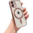 thumbnail image 1 of for iPhone 12 Mini Case Magnetic Clear with Camera Lens Protector Full Protection MagSafe Electroplated Luxury Silicone Shockproof Protective Case Cover 5.4 Inch - Pink, 1 of 11