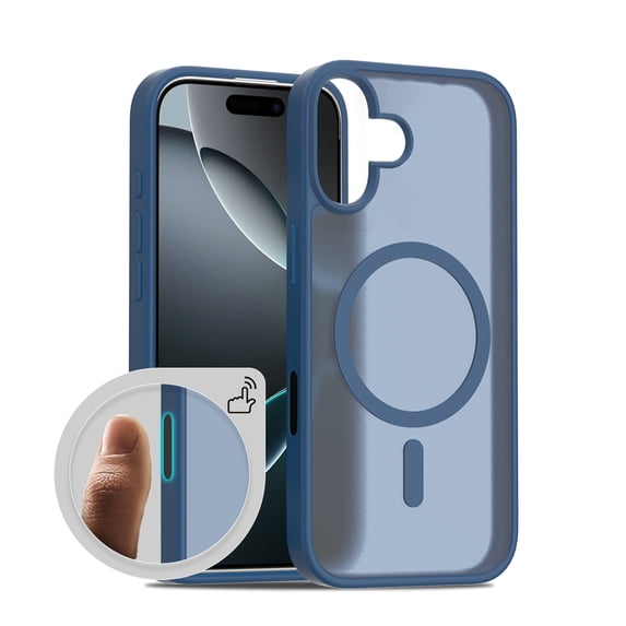 for iPhone 12 Mini Case: Magnetic Translucent Matte Shockproof Slim Compatible with MagSafe - Military Grade Drop Proof Hard Back Anti-Fingerprint Protective Cell Phone Cover,Darkblue