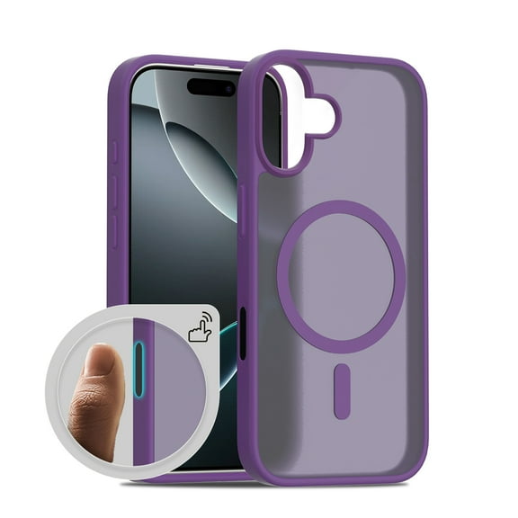 for iPhone 12 Mini Case: Magnetic Translucent Matte Shockproof Slim Compatible with MagSafe - Military Grade Drop Proof Hard Back Anti-Fingerprint Protective Cell Phone Cover,Darkpurple