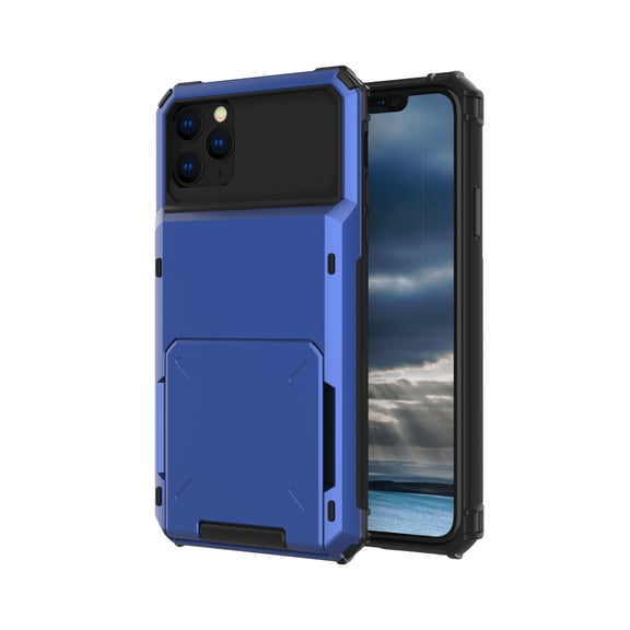 iPhone 12 Mini Case, Mantto Wallet Cover 5 Credit Card Slots Holder Flip Hidden Hard Rugged Dual Layer PC & TPU 2 in 1 Protection Hybrid Tough Back Armor Phone Skin For Apple iPhone 12 Mini, Blue