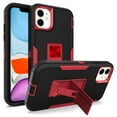 thumbnail image 1 of for iPhone 12 Mini Case: Military Grade Protection Shockproof Phone Cover Build-in Hidden Kickstand & Rugged TPU Shell | Matte Durable Drop Proof Heavy Duty Case,Black+Winered, 1 of 6