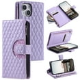 thumbnail image 1 of for iPhone 12 Mini Crossbody Wallet Case with Card Holders Zipper Pocket, PU Leather Case with Flip Stand, Magnetic Clasp, Wrist Strap & Lanyard, Shockproof Full Protective Phone Cover, Purple, 1 of 11