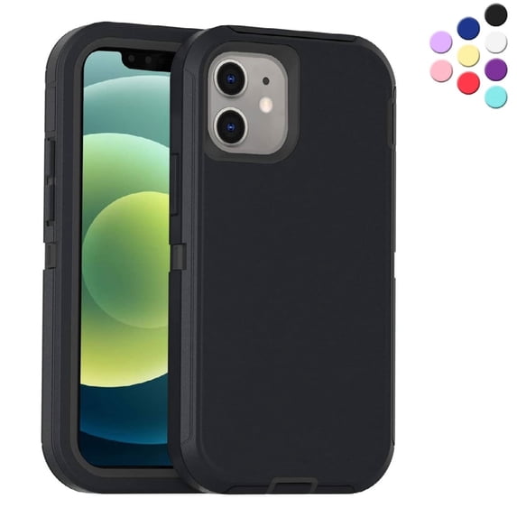 Entronix Heavy Duty Case Designed for iPhone 12 Mini, Shockproof Hard Cover, Black