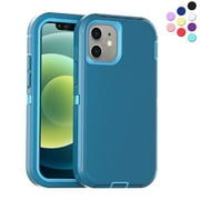 iPhone 12 Mini Heavy Duty Case - Teal {3 Layer Shock Absorbent Durable Case- Compatible for iPhone 12 Mini 5.4 inch)