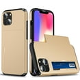 thumbnail image 1 of for iPhone 12 Mini Wallet Case with Sliding Door Hidden Pocket Credit Card Holder Dual Layer Heavy Duty Shockproof Hard PC Hybrid TPU Phone Flip Protective Cover for iPhone 12 Mini, Gold, 1 of 8