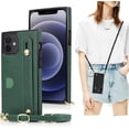 thumbnail image 1 of for iPhone 12 Mini Wallet Case for Women,Removable Adjustable Strap Crossbody Card Holders Cover Neck Strap Lanyard Purse Shoulder Strap w/Kickstand Purse Case for iPhone 12 Mini KB Green, 1 of 14