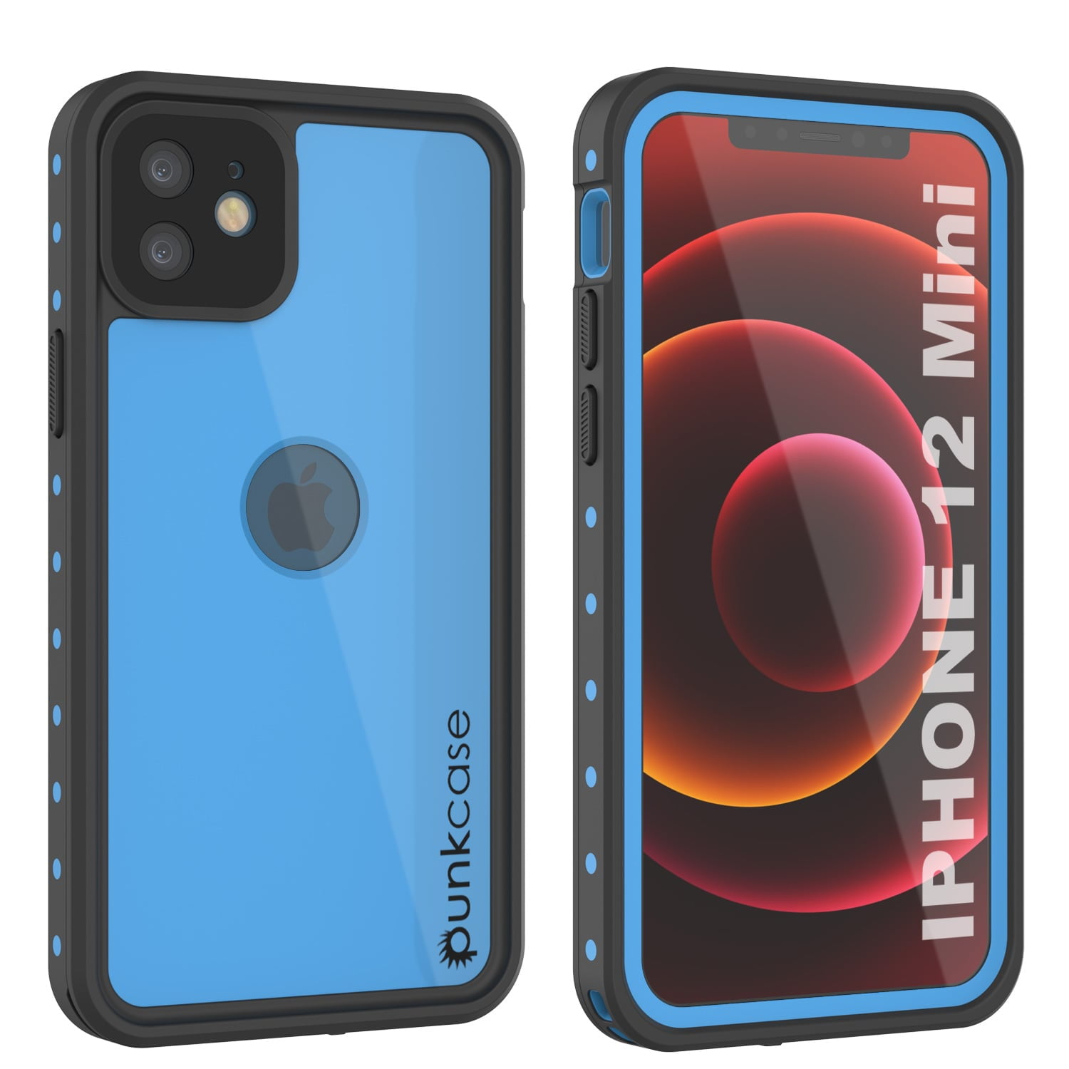 iPhone 12 Mini Waterproof IP68 Case, Punkcase [Light blue] [StudStar