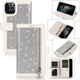 thumbnail image 1 of for iPhone 12 Mini Women Girls Glitter Zipper Wallet Case Luxury Bling with 9 Card Holder Wrist Strap Rugged Durable PU Leather Card Slots Protective Cover Case for iPhone 12 Mini 5.4" Black, 1 of 5