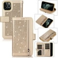 thumbnail image 1 of for iPhone 12 Mini Women Girls Glitter Zipper Wallet Case Luxury Bling with 9 Card Holder Wrist Strap Rugged Durable PU Leather Card Slots Protective Cover Case for iPhone 12 Mini 5.4" Black, 1 of 5