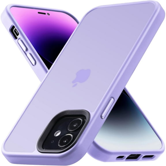 for iPhone 12 Phone Case, Shockproof for iPhone 12 Pro Case, Grade Drop Protection, Protective Hard Back Slim Translucent Case for iPhone 12/12Pro 6.1'', Clove Purple