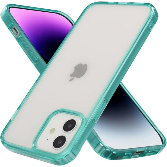 for iPhone 12 Phone Case, Shockproof for iPhone 12 Pro Case, Grade Drop Protection, Protective Hard Back Slim Translucent Case for iPhone 12/12Pro 6.1'', Translucent Green