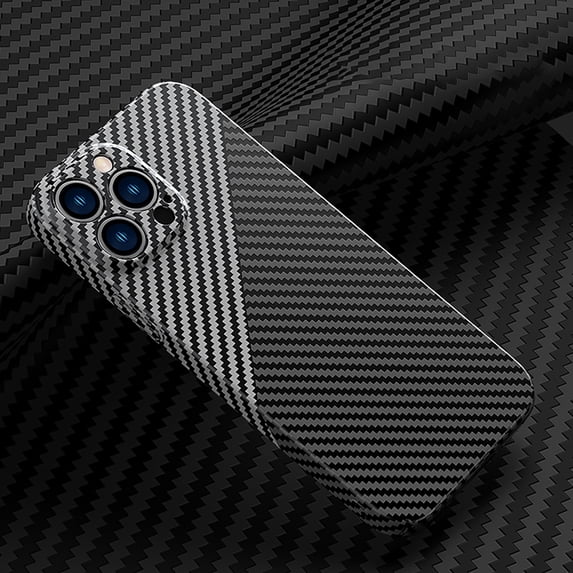 for iPhone 12 Phone Case,Slim Hard PC + Soft TPU Lightweight Anti-Scratch Shock Absorption Carbon Fibre Durable Protective Case Wireless Charing Cover for iPhone 12, Blacksilver