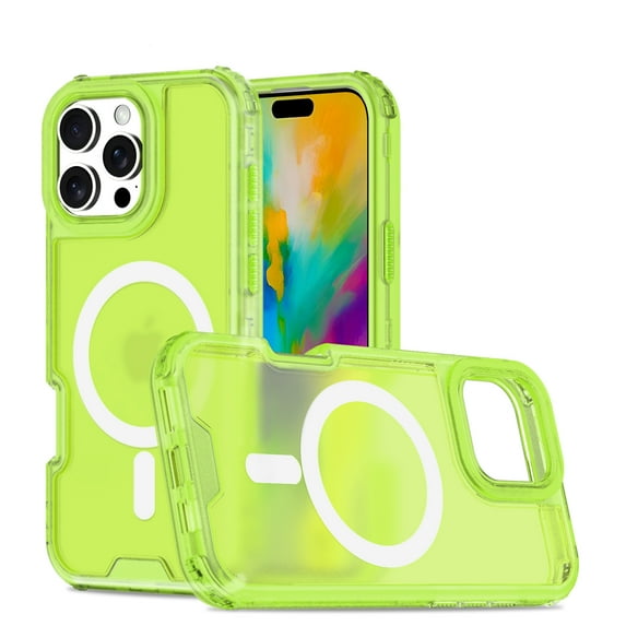 for iPhone 12 Pro / 12, 2 In 1 Case, Compatible with MagSafe, Air Cushions Ultra Slim Drop Protective TPU + PC Lightweight Anti-Scratch Bumper Frame Translucent Hybrid Phone Cover, Green