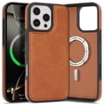 thumbnail image 1 of for iPhone 12 Pro / 12 6.1" Case, Built-in Magnetic Compatible with Mag-Safe, [Anti-Scratch Skin-Friendly Microfiber Lining], PU Leather Slim Shockproof Cover Support Magnetic Car Mount, Brown, 1 of 8