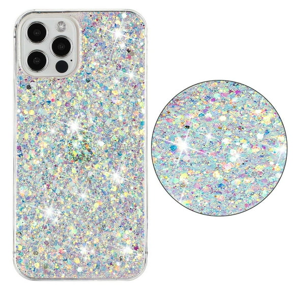 For iPhone 12 Pro / 12 6.1" Case,Cute Glitter Bling Twinkle Stardust with Drop Protection Shockproof Soft TPU Slim Flexible Phone Case Girls/Women Protective case for iPhone 12 Pro / 12 6.1",White