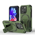 thumbnail image 1 of for iPhone 12 Pro / 12 6.1" Case with Kickstand, Compatible with MagSafe Camera 
 & Screen Guard Military Grade Drop Protection Shockproof  Magnetic Back Cover for iPhone 12 Pro / 12 6.1", Armygreen, 1 of 7