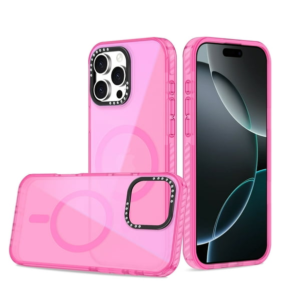 for iPhone 12 Pro / 12 6.1" Case Magnetic Phone Case Compatible with MagSafe, Soft TPU Bumper Hard Translucent Matte Back Slim Fit Grip Shockproof Protective Cover for Men Women Girls,Pink