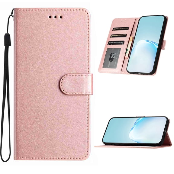 For iPhone 12 Pro / 12 6.1" Flip Phone Case,Anti-Scratch Silk Fabric Pattern PU Leather Flip Cover,Flip Foldable Kickstabd,With Card Slots,Shockproof Anti-fall Non-Slip Wallet Phone Case,Rosegold