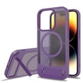 thumbnail image 1 of For iPhone 12 Pro / 12 6.1" Magnetic Phone Case,Compatible with Mag-Safe,Built-in Retractable Kickstand,Military Grade Shockproof Anti-Scratch Ultra Slim Skin Feel Translucent Phone Case,Darkpurple, 1 of 7