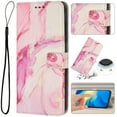 thumbnail image 1 of for iPhone 12 Pro / 12 6.1" Wallet Case with Card Holder,Women Men RFID Blocking PU Leather Flip Cover Wrist Strap Magnetic Closure Credit Card Slots Marble Patterned Book Style Phone Case,Rosegold, 1 of 7