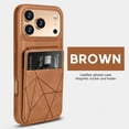 thumbnail image 1 of for iPhone 12 Pro / 12 6.1" Wallet Case with Kickstand, Credit Card Holder, Magnetic Buckle PU Leather Back Phone Case Shockproof Anti-Scratch Protective Cover for iPhone 12 Pro / 12 6.1", Brown, 1 of 10