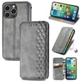thumbnail image 1 of for iPhone 12 Pro / 12 6.1" Wallet Case, Men's Retro Premium Business PU Leather Classic Magnetic Closure Flip Case with Card Holder [RFID Blocking] Folio Kickstand Shockproof Phone Cover,Gray, 1 of 7