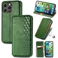 thumbnail image 1 of for iPhone 12 Pro / 12 6.1" Wallet Case, Men's Retro Premium Business PU Leather Classic Magnetic Closure Flip Case with Card Holder [RFID Blocking] Folio Kickstand Shockproof Phone Cover,Green, 1 of 9