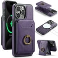 thumbnail image 1 of for iPhone 12 Pro / 12 6.1" Wallet Case with Removable Card Holder, 360° Rotation Ring Kickstand RFID Blocking PU Leather Magnetic Clasp Shockproof Rugged Phone Case Cover for Women Men,Purple, 1 of 10