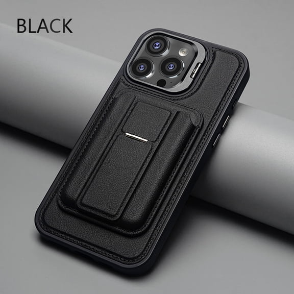 for iPhone 12 Pro / 12 6.1" Wallet Phone Case,Magnetic Detachable Card Holder,With Invisible Kickstand,Compatible with Mag-Safe,Flip Lens Ring Kickstand,PU Leather Shockproof Rugged Phone Case,Black