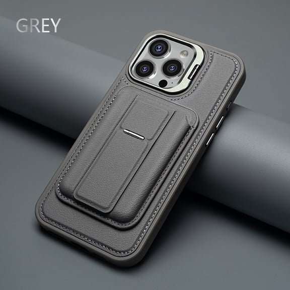 for iPhone 12 Pro / 12 6.1" Wallet Phone Case,Magnetic Detachable Card Holder,With Invisible Kickstand,Compatible with Mag-Safe,Flip Lens Ring Kickstand,PU Leather Shockproof Rugged Phone Case,Gray