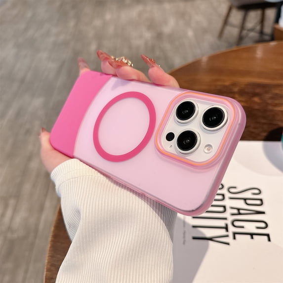 for iPhone 12 Pro / 12 Case Magnetic Phone Case Compatible with MagSafe, Soft TPU Bumper Hard Translucent Matte Back Slim Fit Shockproof Protective Case Cover for Men Women Girls - Pink