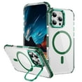thumbnail image 1 of for iPhone 12 Pro / 12 Clear Case, Compatible with MagSafe, Built-in Camera Ring Stand, Clear Slim Drop Shockproof Full Body Protective Magnetic Phone Case Cover for iPhone 12 Pro / 12, Green, 1 of 8