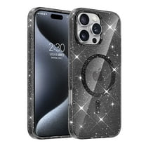for iPhone 12 Pro / 12 Ultra Slim Case, Magnetic Clear Glitter [Compatible with MagSafe] Bling Sparkly Soft Protective Lightweight Anti-Scratch Phone Cover for iPhone 12 Pro / 12 - Black