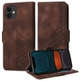 thumbnail image 1 of for iPhone 12 Pro / iPhone 12 6.1" Pattern Wallet Case, Magnetic Closure PU Leather Wallet Flip Case with Card Holder Kickstand Shockproof Purse Phone Cover with Wrist Strap, Coffee, 1 of 10