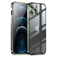 thumbnail image 1 of for iPhone 12 Pro 6.1 inch Case Solid Color Slim Cover with Steel Metal Frame, Transparent Back, Ultra Slim Anti-Scratch Shockproof Protective Case Cover for Apple iPhone 12 Pro,Green, 1 of 8