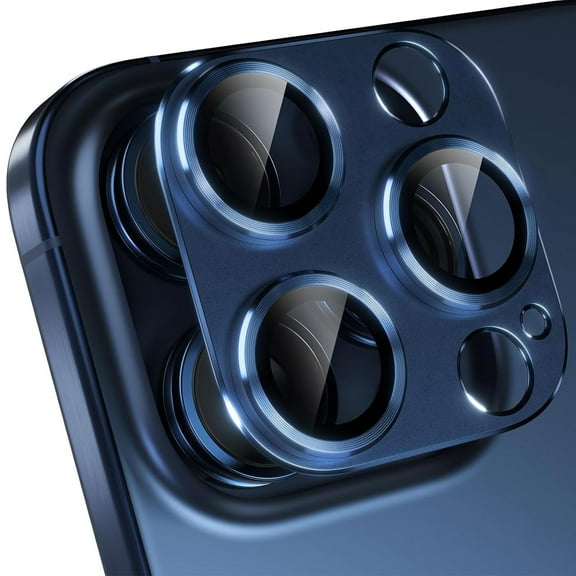 for iPhone 12 Pro Camera Lens Protector, [Drop Protection] 9H Tempered Glass Camera Cover Screen Metal Ring Case Friendly Scratch Resistant Easy to Install For iPhone 12 Pro,Blue