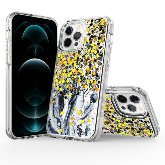 iPhone 12 Pro Case (6.1"), iPhone 12 Case, Rosebono Hybrid Bling Glitter Sparkle Epoxy Graphic Marble Colorful Silicone Skin Cover Armor Case for iPhone 12 Pro / iPhone 12 (Dark Blue)