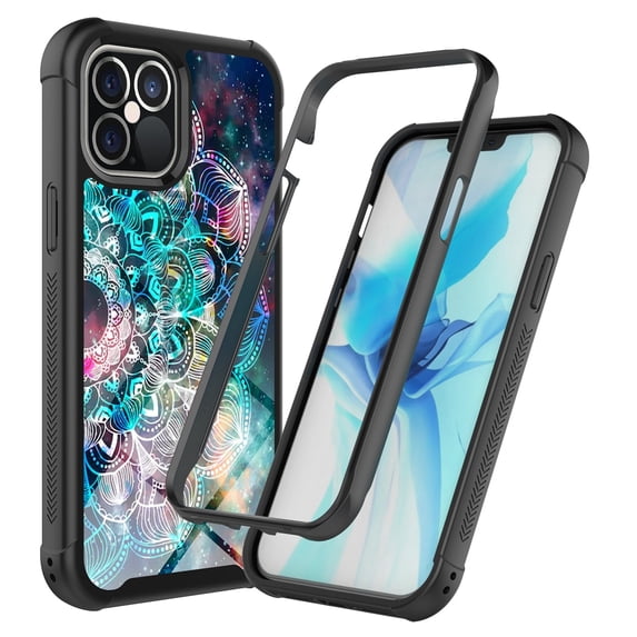 iPhone 12 Pro Case (6.1"), Rosebono Hybrid IMD Design Graphic Anti-Scratch Fashion Cute Colorful Silicone Skin Cover Armor Case for iPhone 12 Pro (Galaxy Mandala)