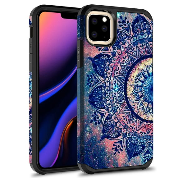 iPhone 12 Pro Case (6.1"), iPhone 12 Case, Rosebono Slim Hybrid Dual Layer Shockproof Hard Cover Graphic Fashion Cute Colorful Silicone Skin Cover Armor Case for iPhone 12/12 Pro (Mandala)
