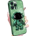 thumbnail image 1 of For iPhone 12 Pro Case Astronaut, Clear Cases for iPhone 12 Pro with Glitter Paper & Spaceman Stand, Women Girls Cute Electroplated Sparkly Space Phone Cover for 12 Pro Green, 1 of 12
